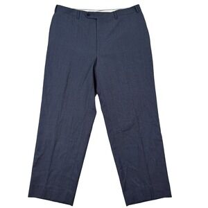 Canali 1934 Wool Dress Pants Trousers Mens 36x28 Navy Blue Flat Front Check EUC